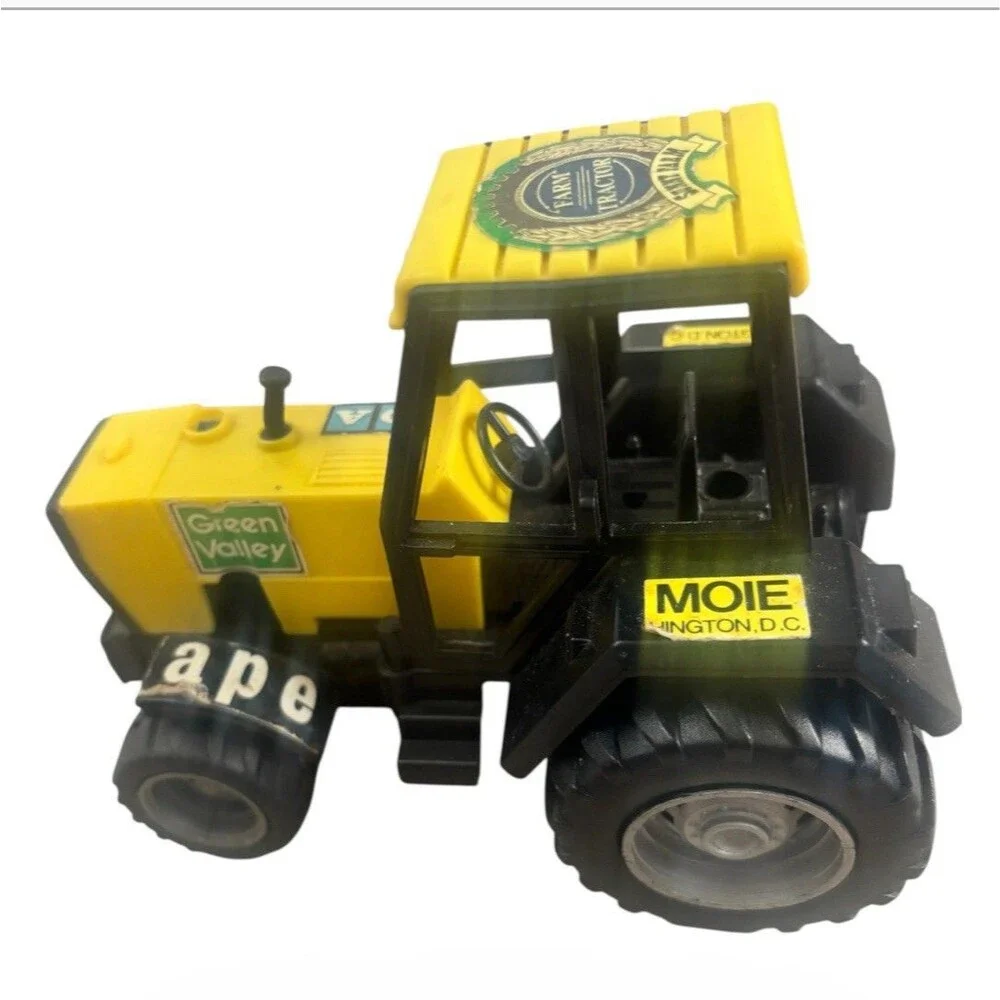 Vintage Sunny Farm Green Valley Plastic Farm Tractor Toy Yellow Black Rare Works